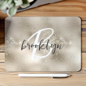 Glam Champagne Gold Trendy Script Monogram Mousepad