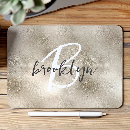Glam Champagne Gold Trendy Script Monogram Mousepad