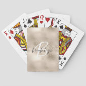 Glam Champagne Gold Trendy Script Monogram Spielkarten (Rückseite)