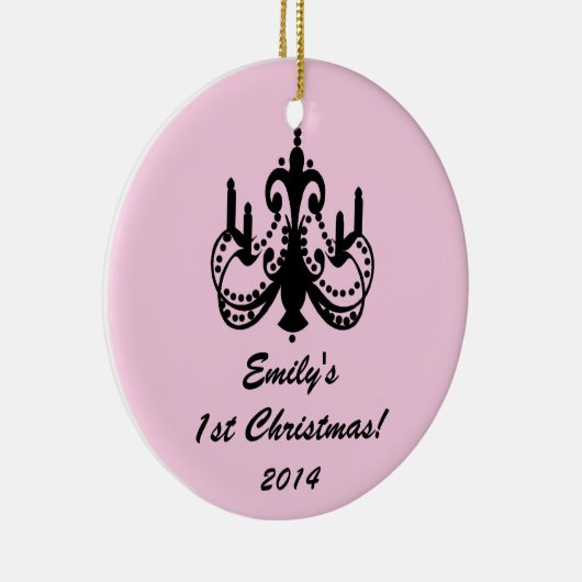 Glam Chandelier Chic Personalisierter Name Keramikornament (Rechts)