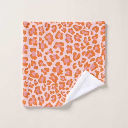 Glam Cheetah Print Muster in Orange und Pink Badhandtuch Set (Waschlappen)