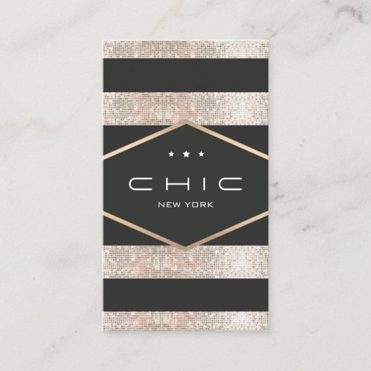Glam Chic Black und Silver Sequins Visitenkarte (Vorderseite)