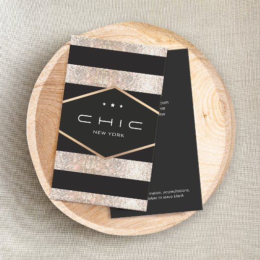 Glam Chic Black und Silver Sequins Visitenkarte