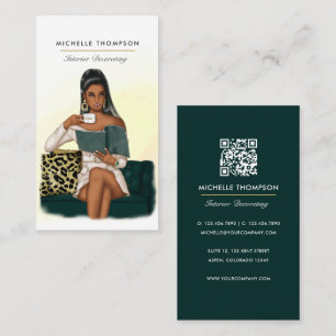 Glam Chic Boss Lady QR Code Business Card Visitenkarte