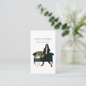 Glam Chic Coffee Boss QR Code Business Card Visitenkarte (Stehend Vorderseite)