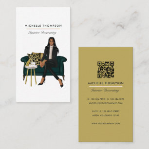 Glam Chic Coffee Boss QR Code Business Card Visitenkarte