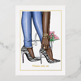 Glam Chic Fashion Brautparty Folieneinladung