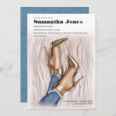 Glam Chic Fashion Denim Graduation Party Einladung (Vorne/Hinten)