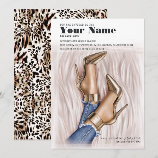 Glam Chic Fashion Show Einladung (Vorne/Hinten)