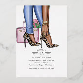 Glam Chic Fashion Show Foil Einladung (Rückseite)