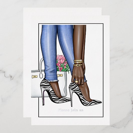 Glam Chic Fashion Show Foil Einladung (Vorderseite/Rückseite)