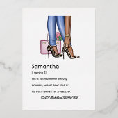 Glam Chic Fashion Show Foil Einladung (Rückseite)