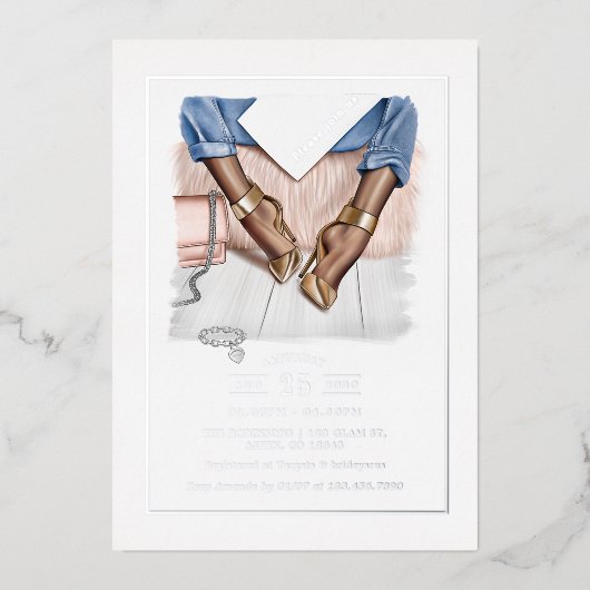 Glam Chic Fashion Show Foil Einladung (Vorderseite)