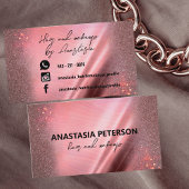 Glam Chic Funkelnd Pink Metallic Rose Gold Glitzer Visitenkarte
