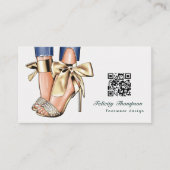 Glam Chic Gold Fashion Designer QR Code Visitenkarte (Vorderseite)