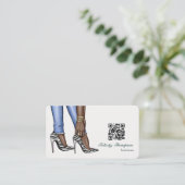 Glam Chic Gold Mode Designer QR Code Business C Visitenkarte (Stehend Vorderseite)