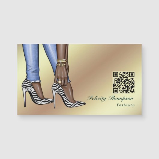 Glam Chic Gold Mode Designer QR Code Business Magnetkarte (Vorderseite)