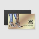 Glam Chic Gold Mode Designer QR Code Business Magnetkarte (Vorne/Hinten)