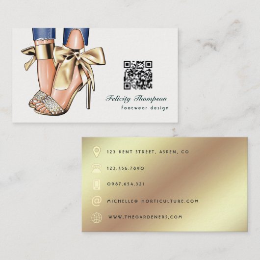 Glam Chic Gold Mode Designer QR Code Visitenkarte (Vorne/Hinten)