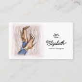 Glam Chic Gold Stilettos und Denim Fashion Design Visitenkarte (Vorderseite)
