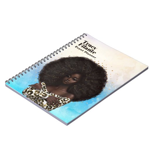 Glam Chic Leopard Skin Afro-American Notizblock (Linke Seite)