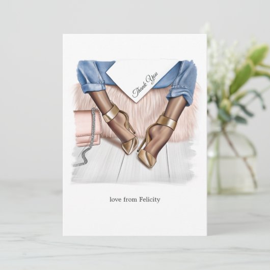 Glam Chic Mode Dankeskarte (Stehend Vorderseite)