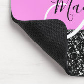 Glam Chic Pink Black Glitzer Sparkname Monogram Mousepad (Ecke)