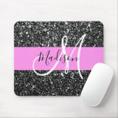 Glam Chic Pink Black Glitzer Sparkname Monogram Mousepad (Mit Mouse)