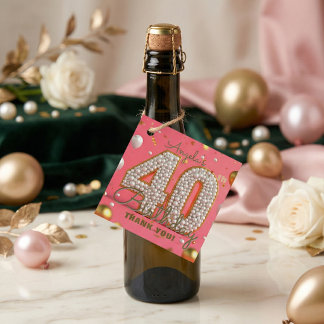 Glam Chic Pink Gold Pearl 40th Birthday Thank You Geschenkanhänger