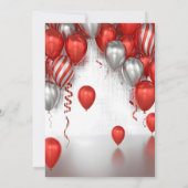 Glam Chic Red Silver Balloons Neujahrs-Party Einladung (Rückseite)
