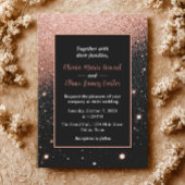 glam chic rose gold Glitter gold frame wedding Einladung