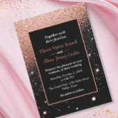 glam chic rose gold Glitter gold frame wedding Einladung