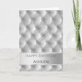 Glam Chic Soft Grau Imitate Velvet Silver Geburtst Karte (Vorderseite)