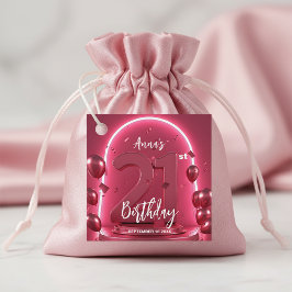 Glam Chic Vibrant Neon Pink 21st Birthday Party Geschenkanhänger
