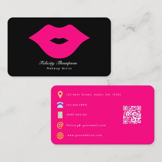 Glam Chic Visagist QR Code Visitenkarte (Vorne/Hinten)