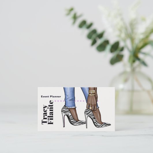 Glam Chic Zebra Fashion Business Card Visitenkarte (Stehend Vorderseite)