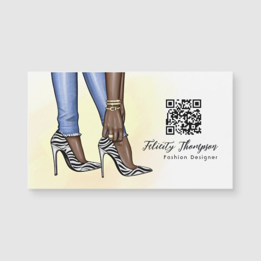 Glam Chic Zebra Fashion QR Code Magnetkarte (Vorderseite)