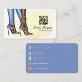 Glam Chic Zebra Fashion QR Code Visitenkarte (Vorne/Hinten)