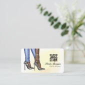 Glam Chic Zebra Mode QR Code Visitenkarte (Stehend Vorderseite)