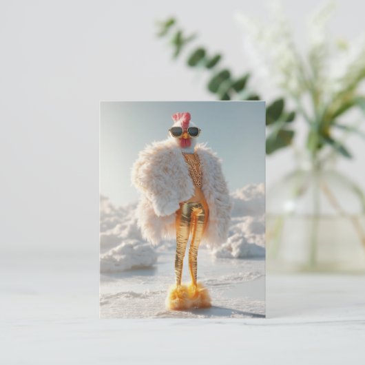 Glam Chicken on Ice Postkarte (Stehend Vorderseite)
