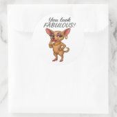 Glam Chihuahua Runder Aufkleber (Tasche)