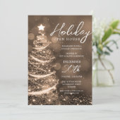 GLAM Christmas Holiday Open House Party Gold Einladung (Stehend Vorderseite)