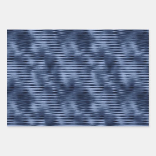 Glam Christmas Navy Blue Gold Fans Stripes Geschenkpapier Set (Vorderseite 3)