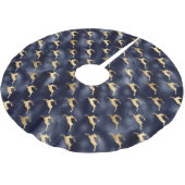 Glam Christmas Reindeer Navy Blue Gold Imitate Foi Polyester Weihnachtsbaumdecke (Schrägansicht)