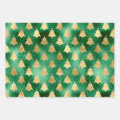 Glam Christmas Tree Muster Green Gold Foil Geschenkpapier Set (Vorderseite)