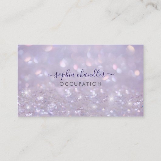 Glam Classy Glitzer Lavender, Name des Skripts Visitenkarte (Vorderseite)