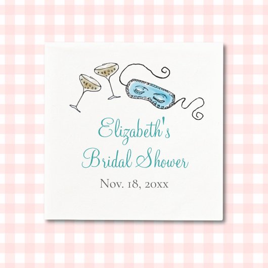 Glam Cocktail Party aus den 60er Jahren Hand-Illus Serviette