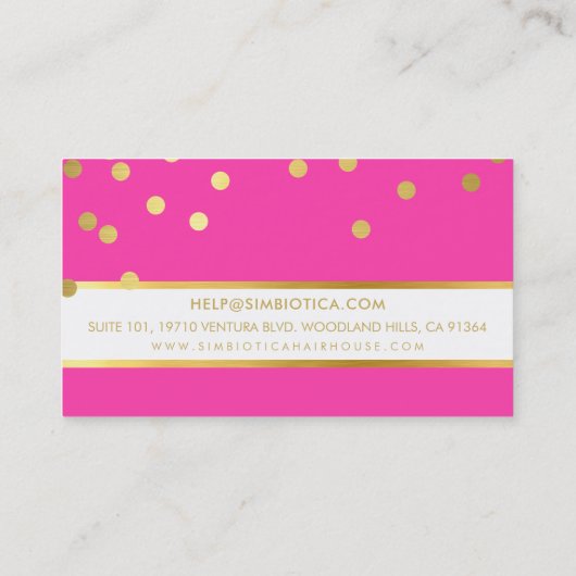 GLAM CONFETTI Modernes Dotmuster Gold heißen Rosa Visitenkarte (Rückseite)