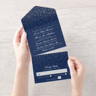 Glam Confetti Wedding Real Foil gepresst All-in-One-Einladung