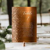 Glam Copper Metallic Glitter Script Wedding Tischnummer